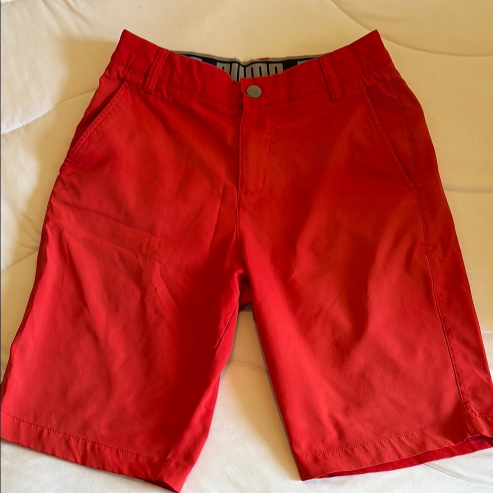 Vibrant Red Flat Front Shorts with Elastic Waistband